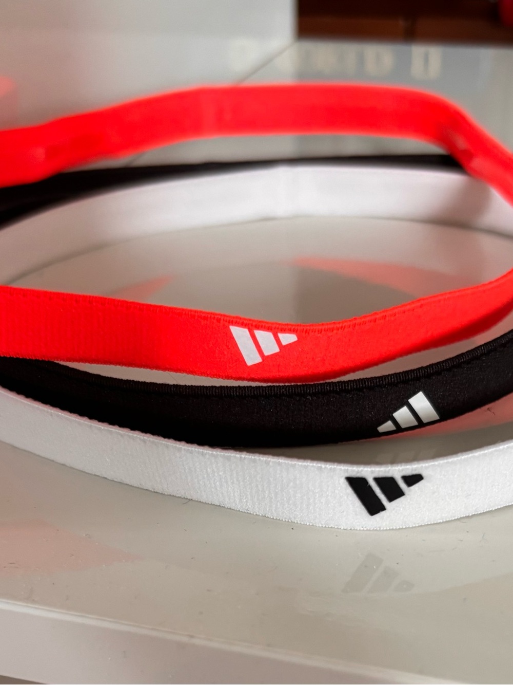 adidas Elastic Headbands - Orange-Red, Black, White (3 total)